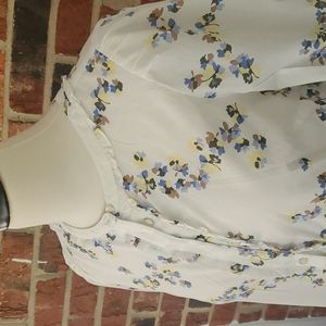 Talbots Floral Long Sleeve Shirt Small Petite